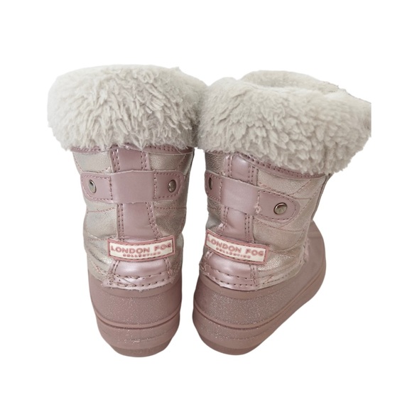London Fog Pink Kids Snow Boots with Faux Fur | Girls Size 7 - Picture 4 of 6